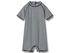 Wheat Cas swimsuit with blue stripes